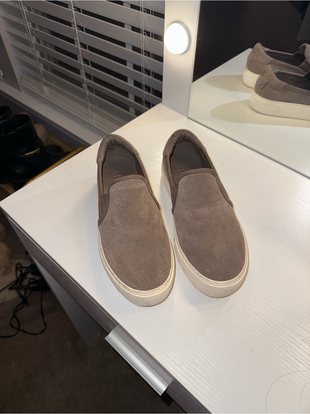 UGG Women’s Taupe Suede Slip-On Sneakers Casual Shoes